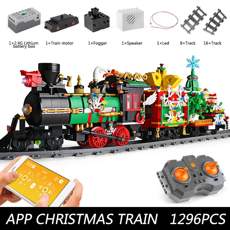Форма King MOC Рождественская серия Электрический радиоуправляемый трек набор