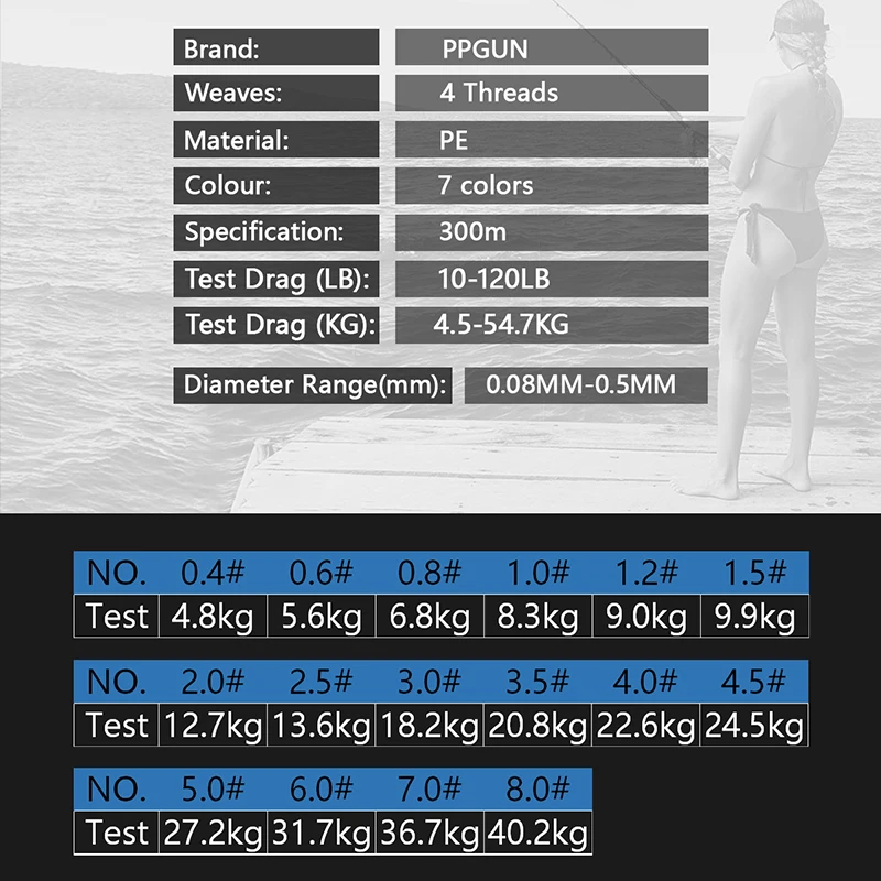 

4 Strands 300M Multicolor Braided Fishing Line Sea Saltwater Carp Fishing Weave Extreme 100% PE