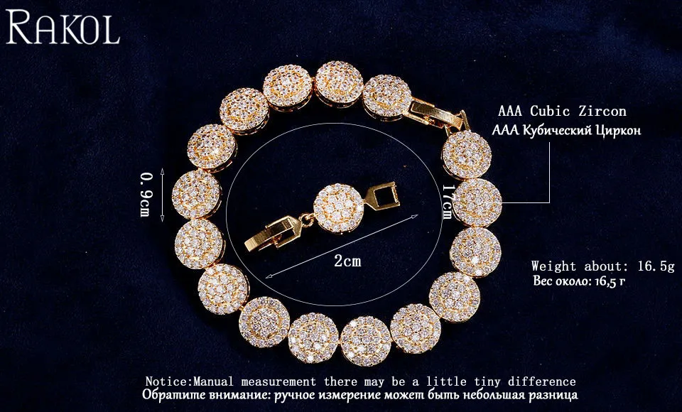 RAKOL Brand New Trendy Design Cute Round Cut Pink Cubic Zirconia Bracelet For Women Birthday Gift Jewelry