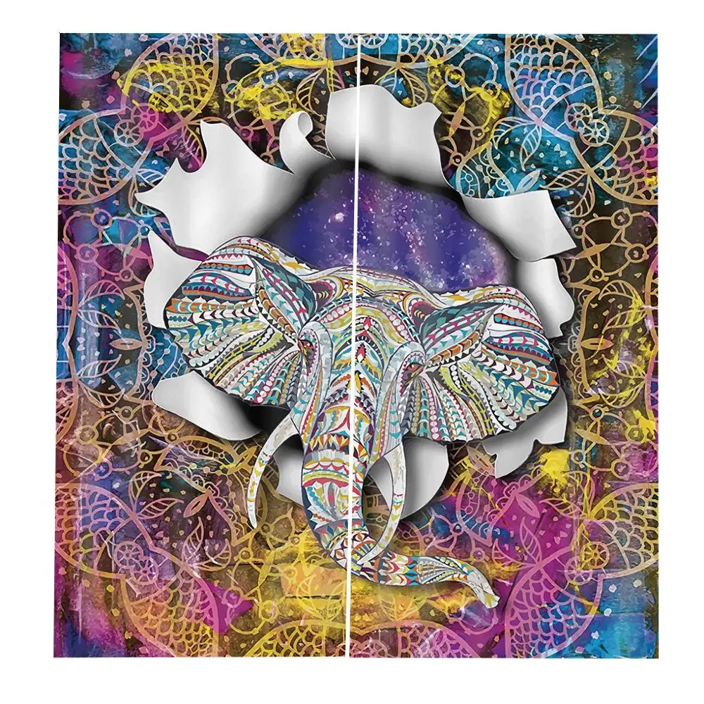 Роскошные занавески со слоном затемняющие 3D оконные шторы для гостиной спальни