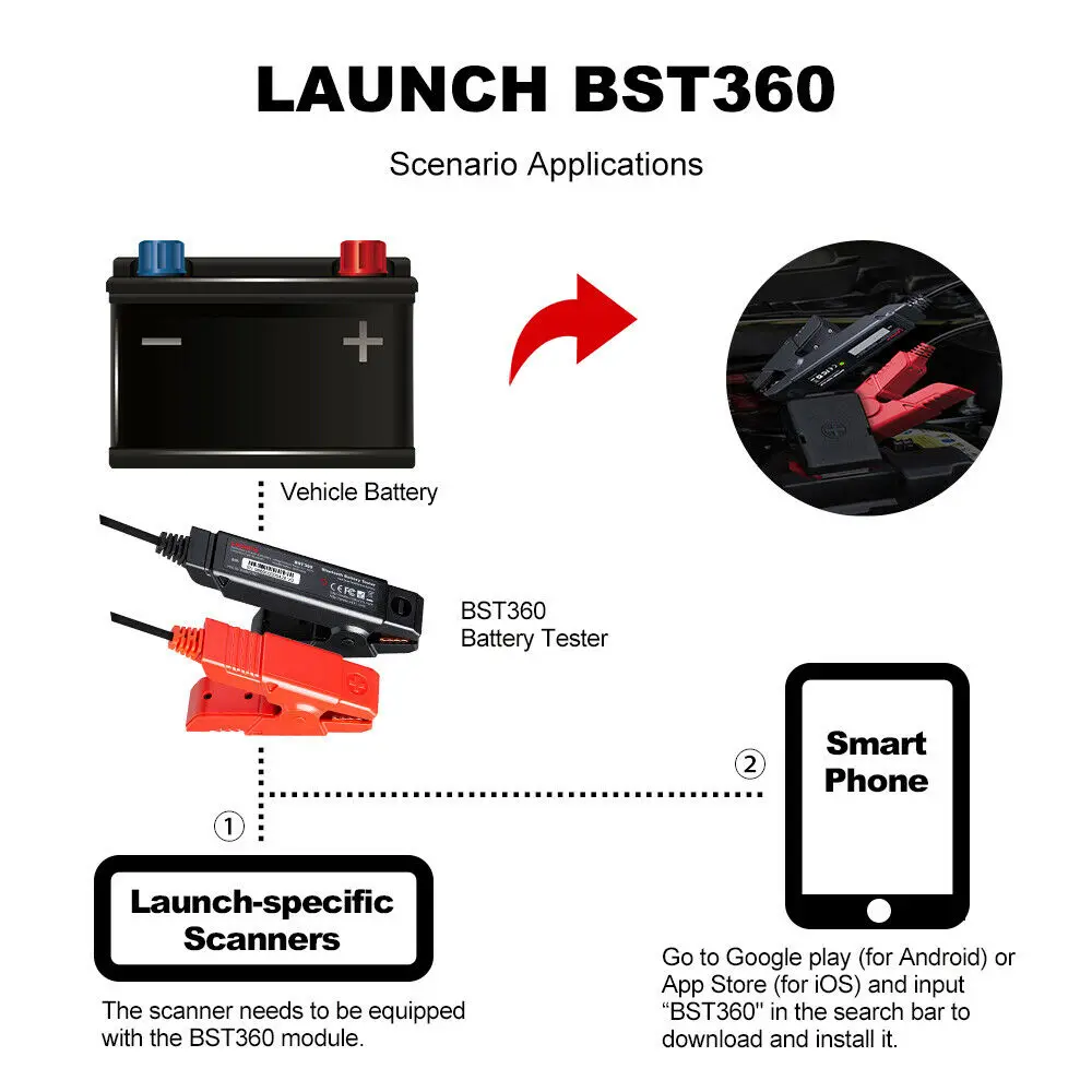 LAUNCH X431 BST360 автомобильный тестер батарей клип анализатор 12 В 2000CCA напряжение