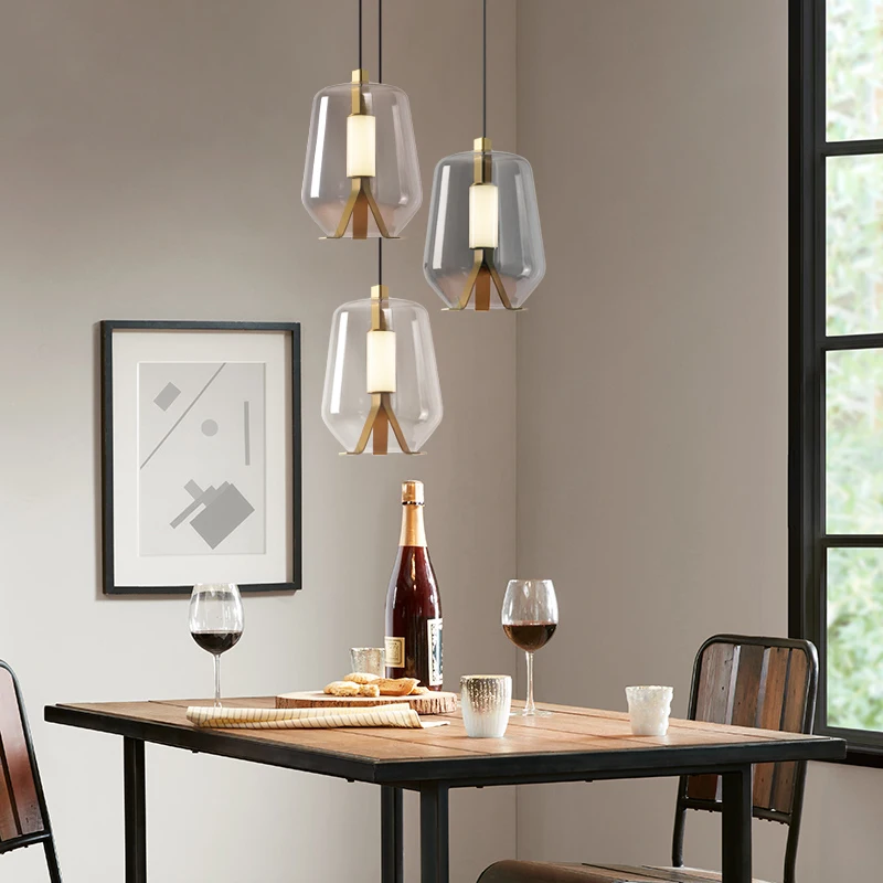 

Nordic Creative LED Pendant Light Simple Dining Room Glass Hanging Lamp Bar Coffee Shop Restuarant Indoor Deco Pendant Lamps