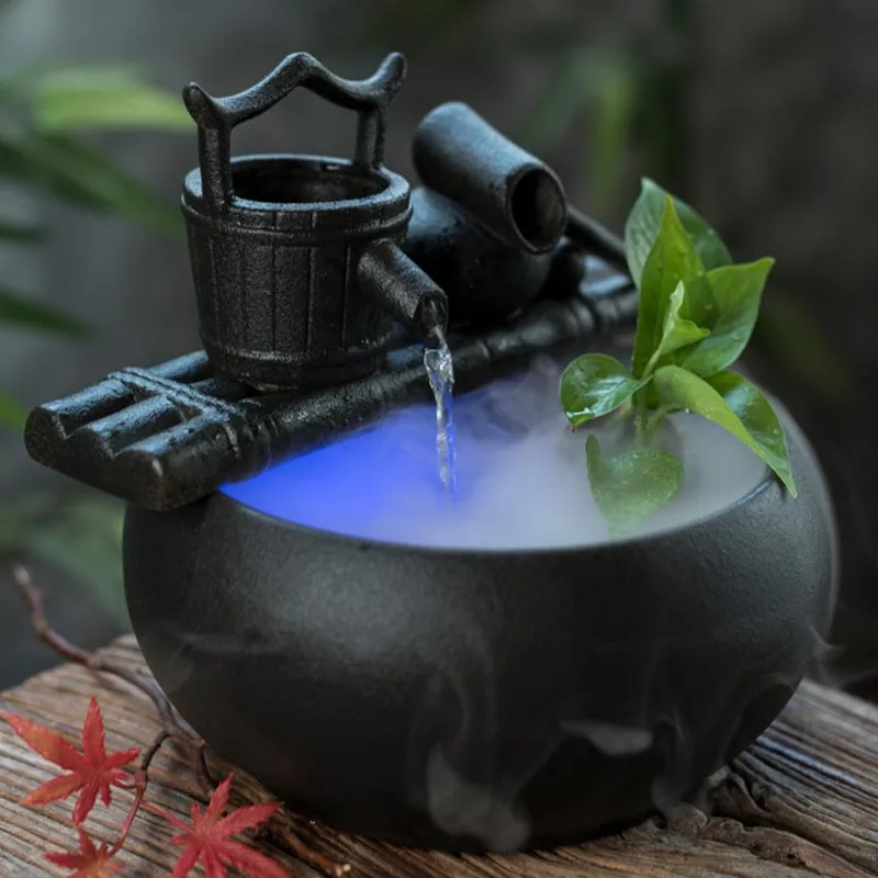 Черный дзен керамический водяной фонтан 220 В для гостиной комнатные плавучие