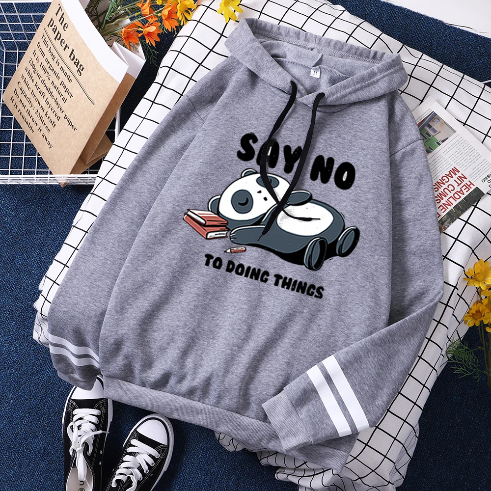 

Say No To Doing Things Panda Splicing Hooded Hip Hop Comfort Woman Hoodies Harajuku Causal Woman Hoodie 2021 Spring Women Hoody