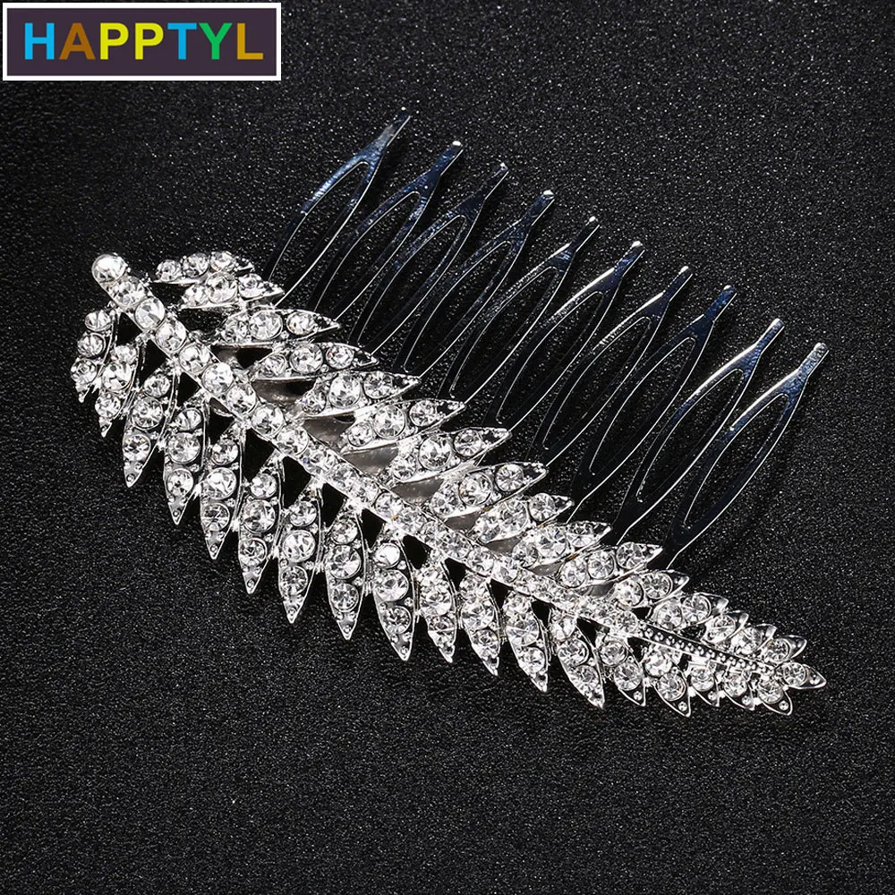 HAPPTYL 1 шт. заколка для волос расчески стразы листья свадебные заколки женский