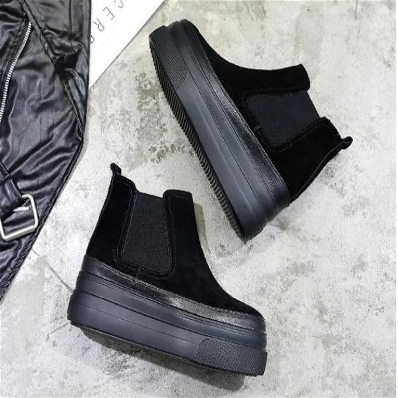 Женские Брендовые ботильоны на высокой платформе осенне-зимние туфли из