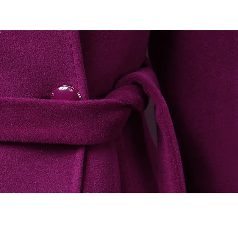 

Autumn Winter Women Wool 2021 Coat Fashion Imitation Fox Fur Collar Mid-length Outerwear Slim Plus Size 5XL Female Basic Coat