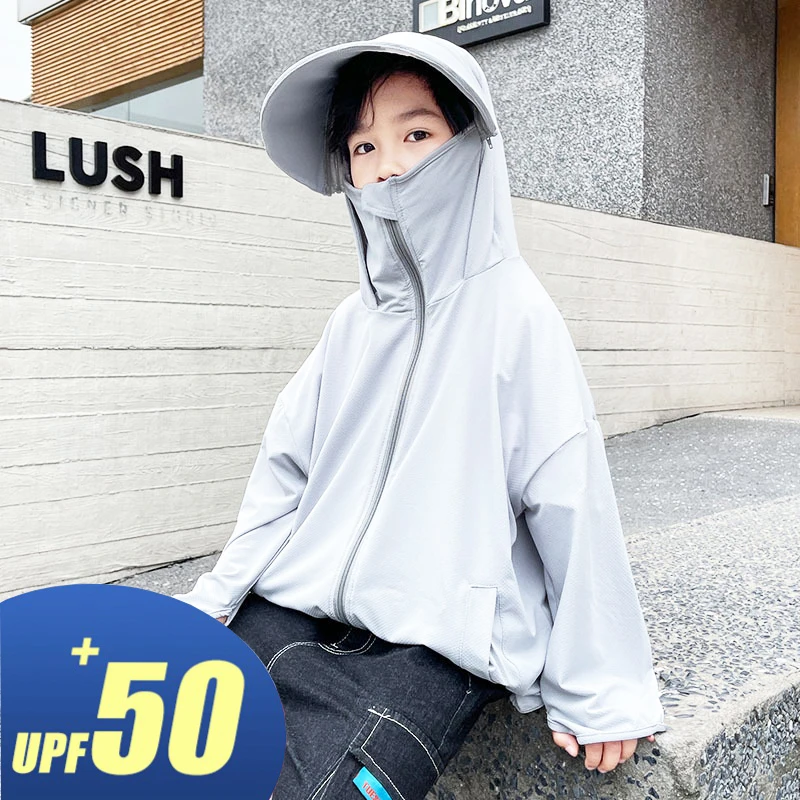 

Shriymariy Boys Summer Sun Protection Jackets Children Cotton Hooded Sunscreen Coat Kids Long Sleeved Sun Protection Hoodie