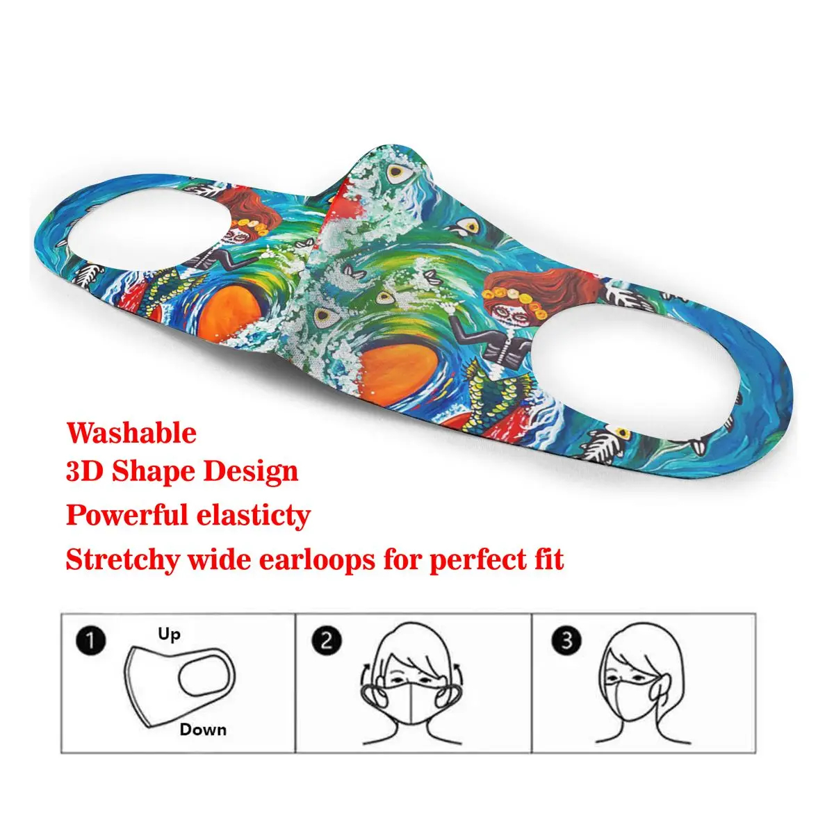 

Dust Mask Surfing Dead Sugar Skull Mouth Face Mask for Adult Kids Windproof Washable Reusable