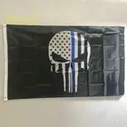 ZXZ Бесплатная доставка 90x150 см Каратель череп полиции тонкая синяя линия американский флаг 3 фута x 5 футов полиэстер с принтом