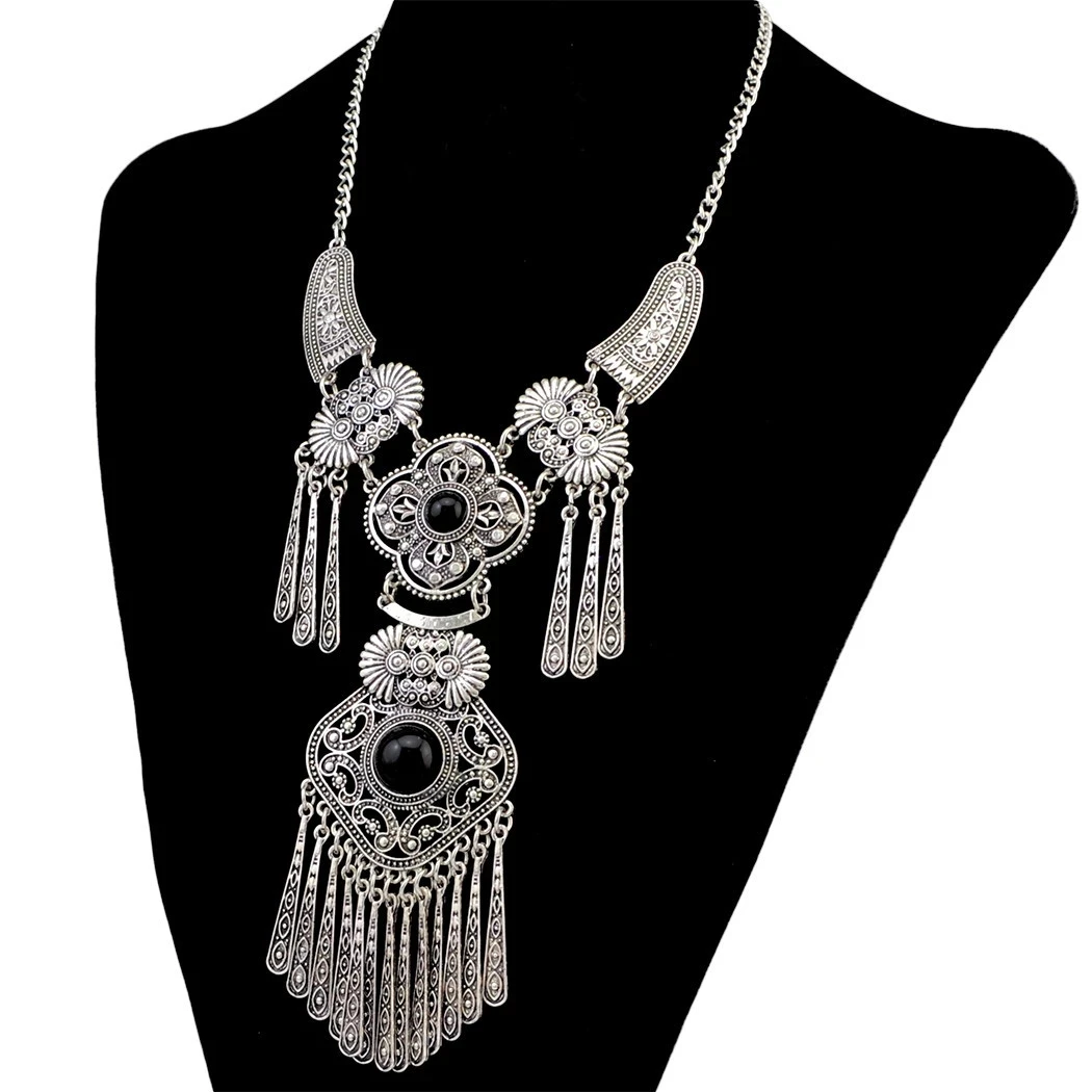 Винтажное цыганское племенное ожерелье-цепочка с кисточкой и браслетом