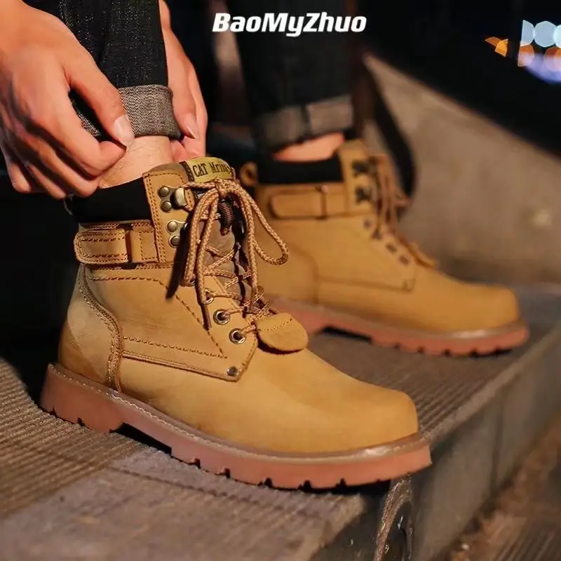 

Autumn Winter Real Leather Ankle Boots Classic 2022 Casual Shoes Men Original Brand Male Sneakers 2021 Tactical Military Boots