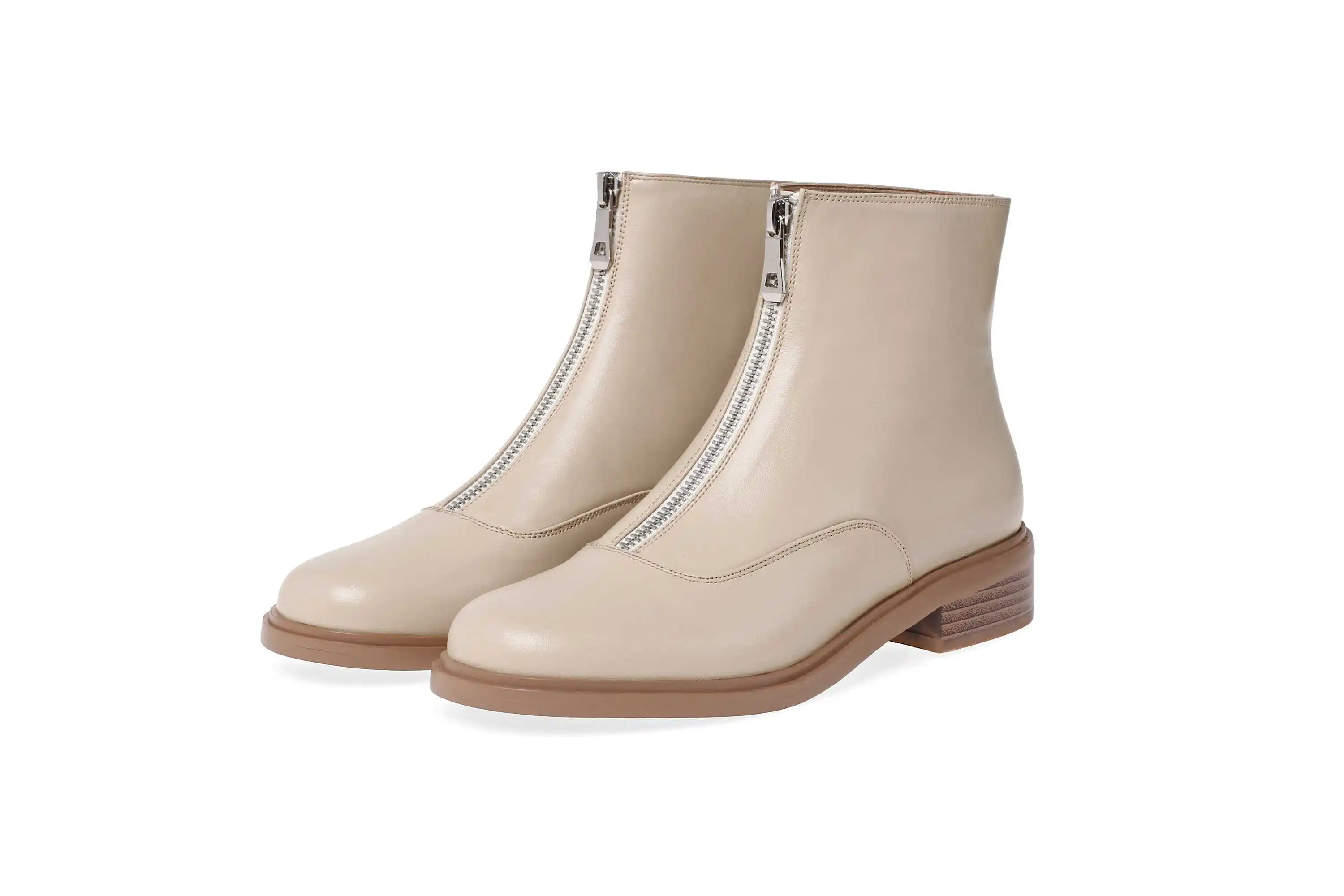 krazing pot winter warm leisure simple style genuine leather solid round toe low heels women fashion Zipper punk ankle boots L00