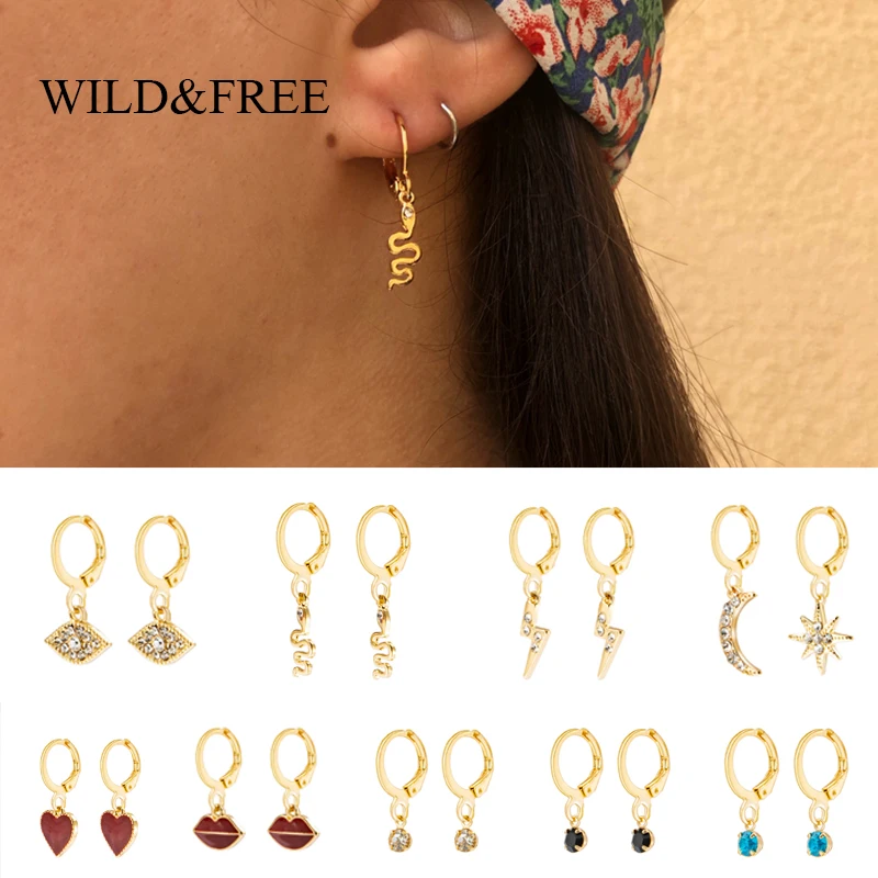 Женские серьги кольца Wild & Free Очаровательные золотые ювелирные с подсветкой в