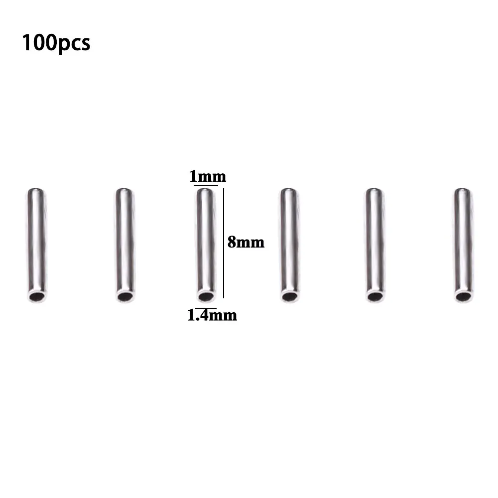 100pcs Black Round Copper Fishing Tube Fishing Wire Pipe Crimp Sleeves Connector Fishing Line Accessories Tool