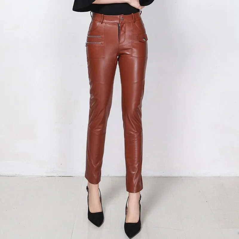 Женские Военные зеленые коричневые из натуральной овечьей кожи длинные узкие