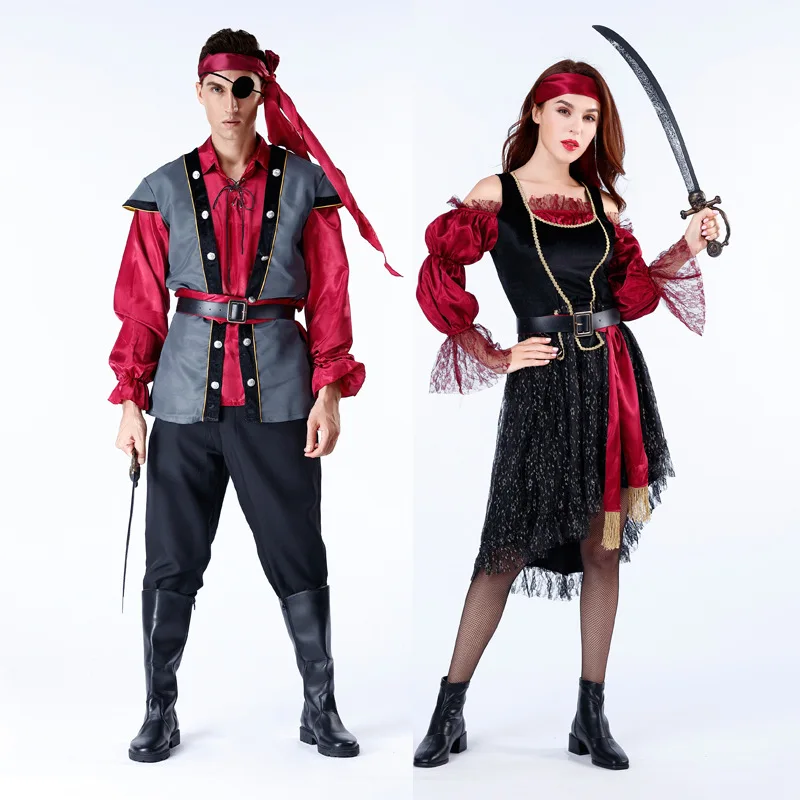 

Пиратские костюмы на Хэллоуин для взрослых мужчин и женщин Карибский пиратский Джек Воробей косплей костюм для пар