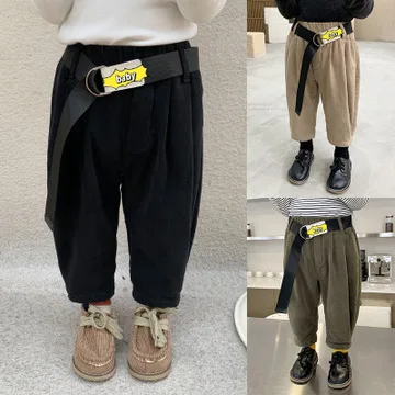 

Детские джинсы, детские бархатные джинсовые брюки с поясом, повседневные брюки, новинка зимы 2020, утепленные теплые длинные брюки для мальчи...