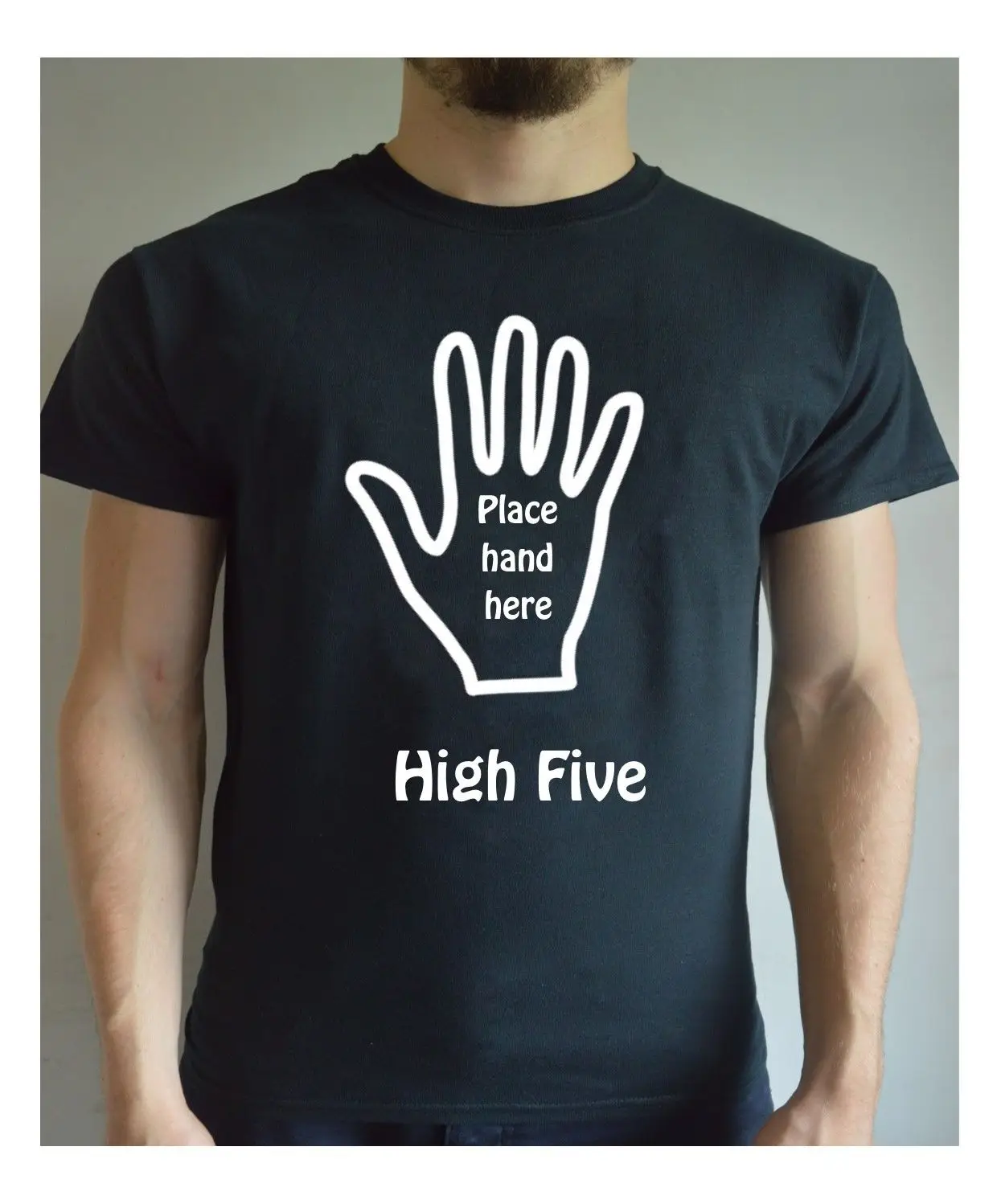 Забавная футболка с принтом High Five Hi 5 подарок в на Рождество летняя круглым