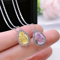 s925 sterling silver waterdrop 713mm yellow pink high carbon diamond for women sparkling wedding party fine jewelry dropship
