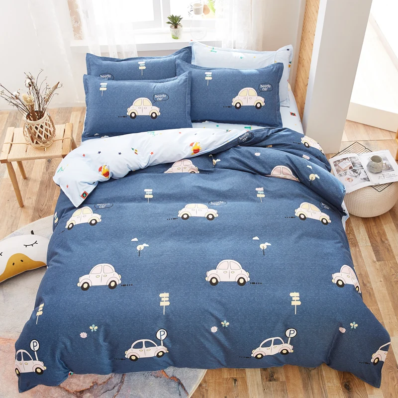 

Red rabbit bedding set duvet cover+flat sheet+pillowcase AB side home textile bed linens