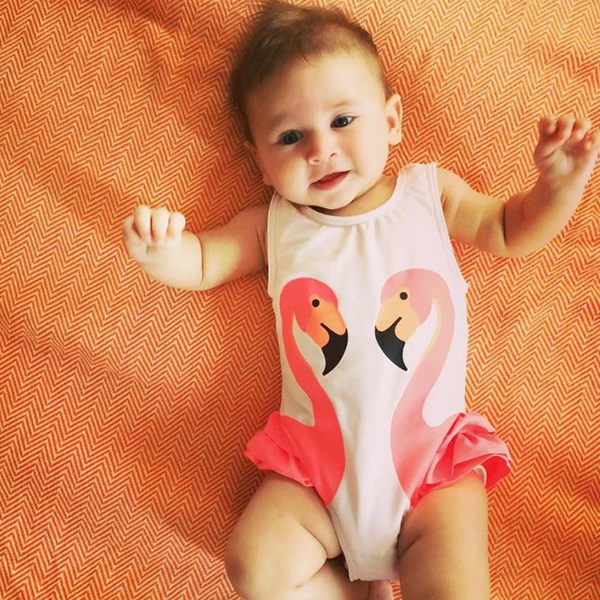 Купальный костюм для девочек цельный купальный с лебедями и рюшами купальник |