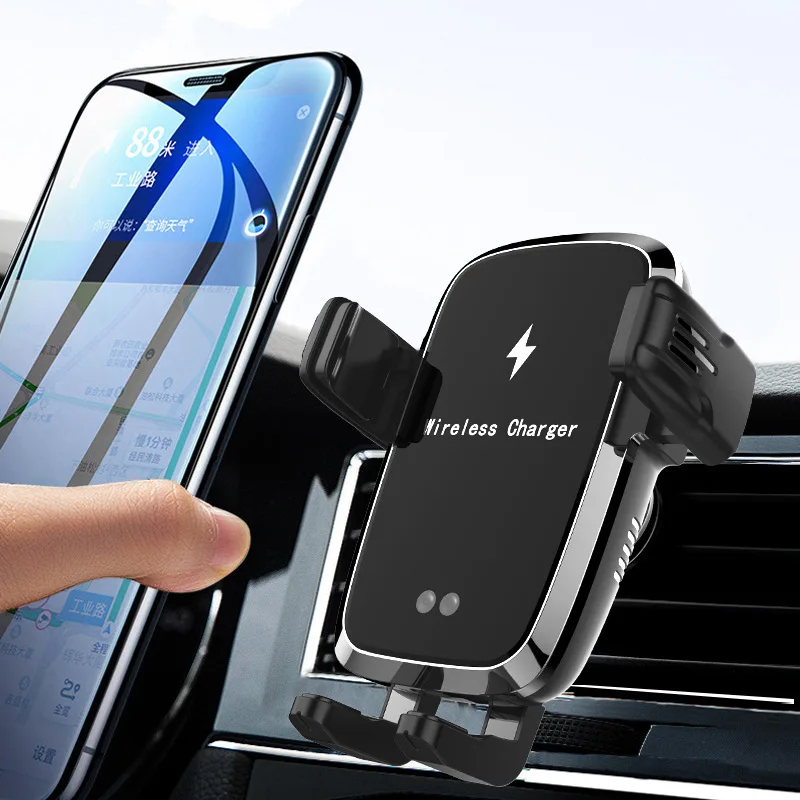 

Universal 15W Auto Clamping Car Wireless Charger For iPhone 12 Pro Max Mini Gravity Car Phone Holder Air Vent Stand With Cable