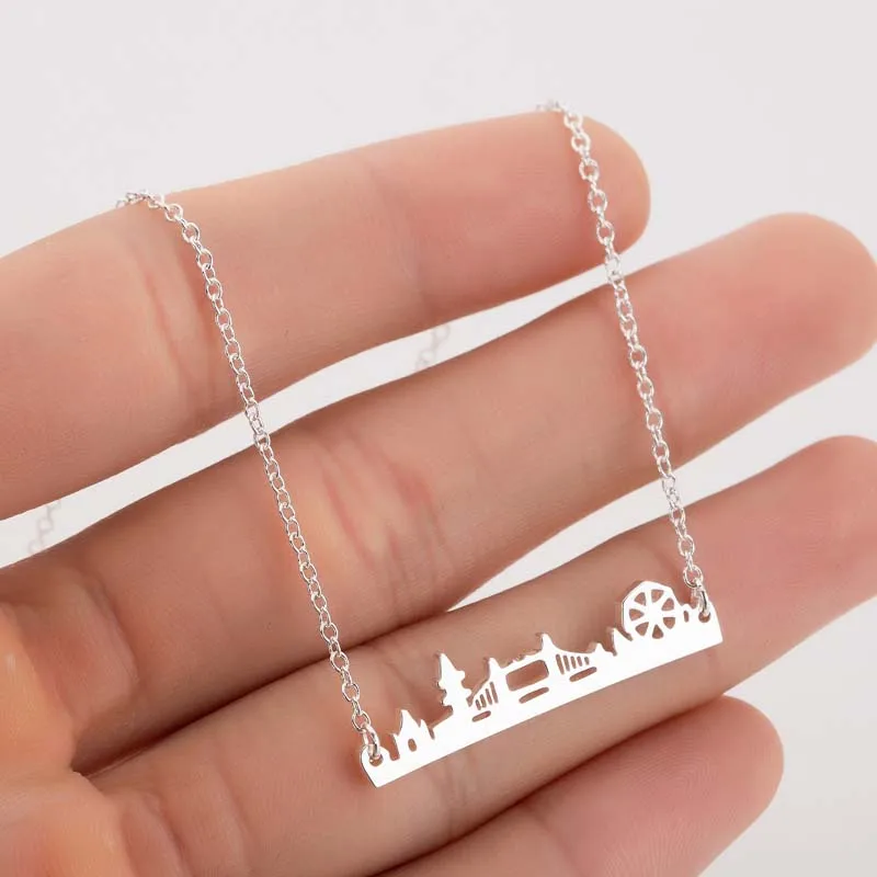 Ожерелье-чокер из нержавеющей стали с подвеской изображением лондонского моста |