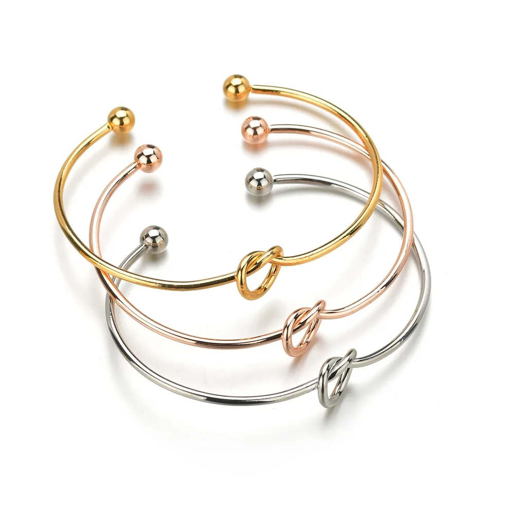 Простой Браслет-манжета из сплава с узлом и золотым наполнителем недорогой