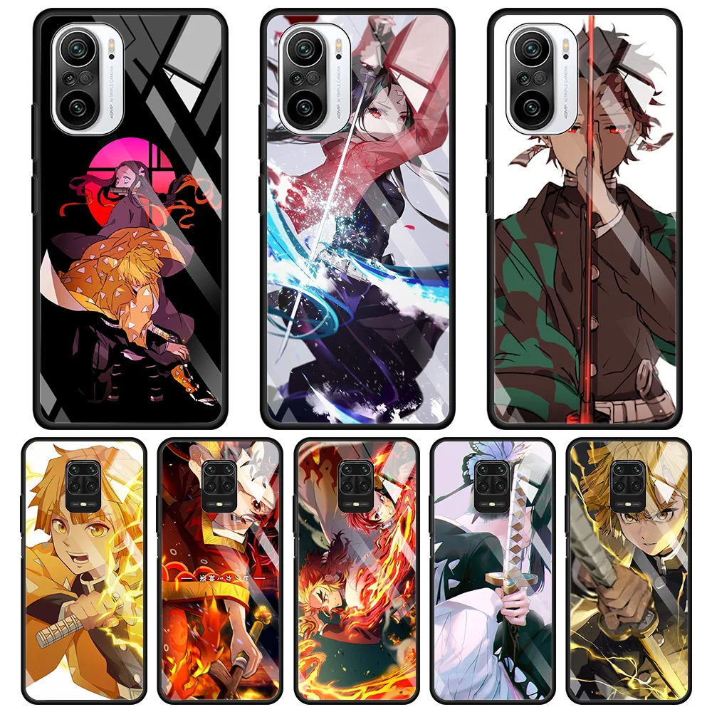 

Tempered Glass Shell For Xiaomi Redmi Note 9S 8 9 7 10 8T K40 K30 Pro 8T 9C 9A 8A 7 Cover Nezuko Kimetsu No Yaiba Demon Slayer