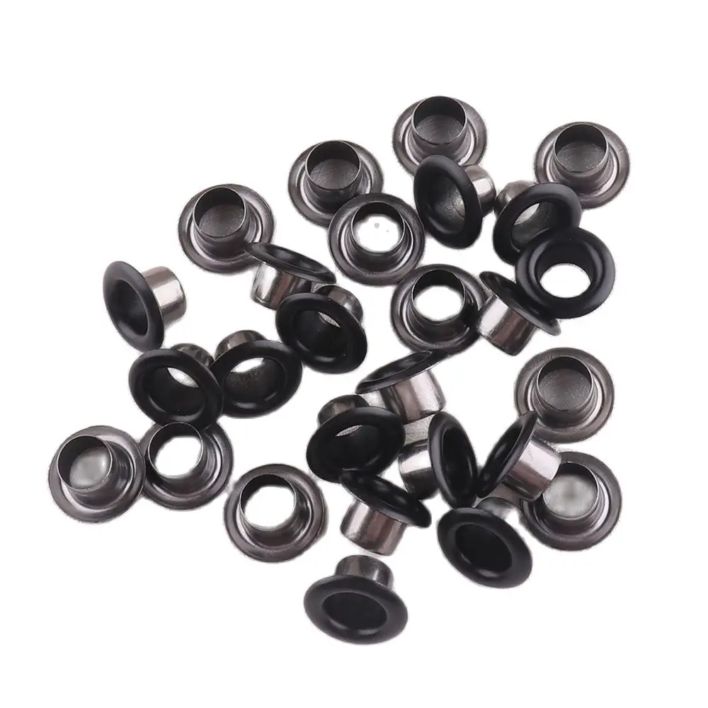100 комплектов металлических люверсов черного цвета 5*10 мм с люверсами для кожевенного ремесла, ремня, крышки, мешка, бирки, белья, «сделай сам», скрапбукинг, аксессуары для обуви