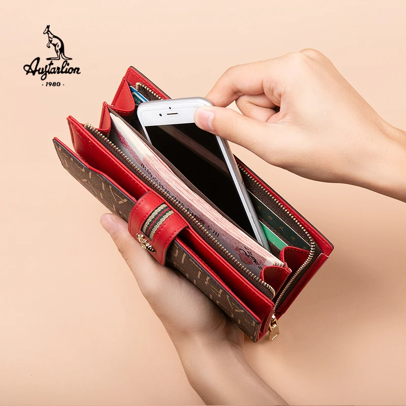 Кошелек на молнии многофункциональная сумочка посылка для карт женская красная