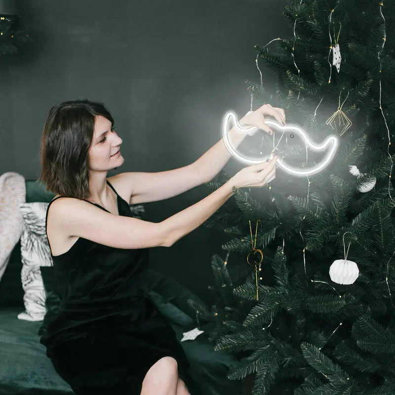 Wanxing неоновый светодиодный знак в форме бороды ночной Светильник настенное