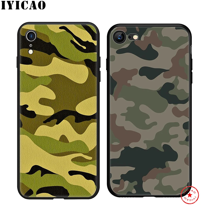 IYICAO мягкий чехол для телефона с камуфляжным узором iPhone 11 Pro XR X XS Max 6 6S 7 8 Plus 5 5S SE