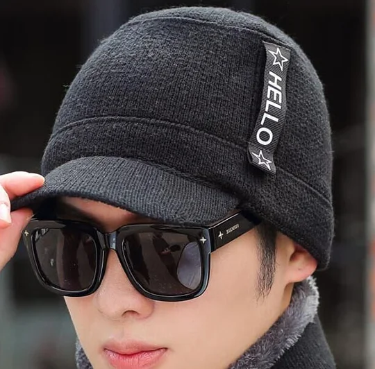 Зимние шапки Скалли Beanies шапка для мужчин и женщин шерстяная вязаная теплая плюшевая шапочки с шарфами Балаклава маска Knitted шапка вязаная зимняя Лыжная шапка - Цвет: Hat balck