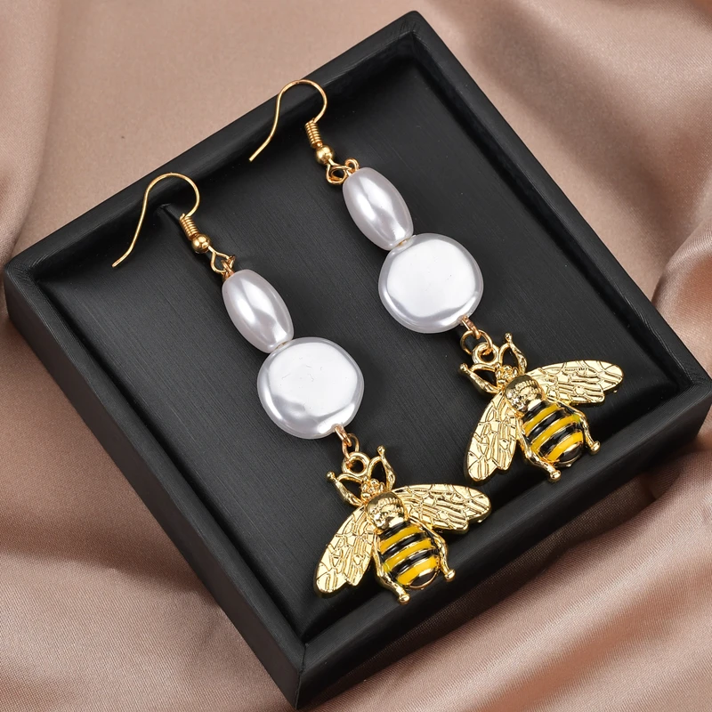 Милые винтажные модные серьги капли с кристаллами в виде цветка насекомых форме