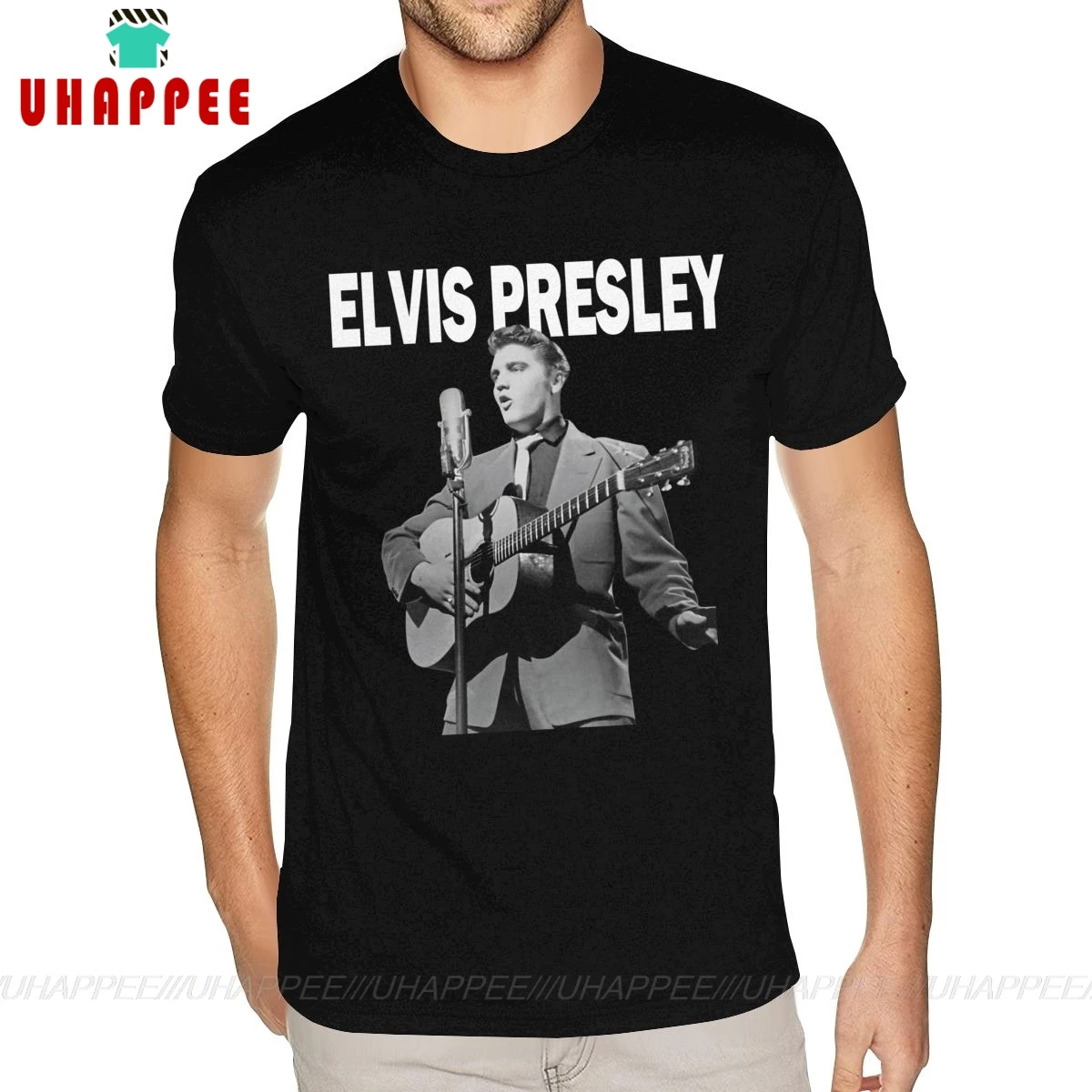 Футболка Best Rock Musice Star Elvis Presley с принтом коротким рукавом из хлопка цвет
