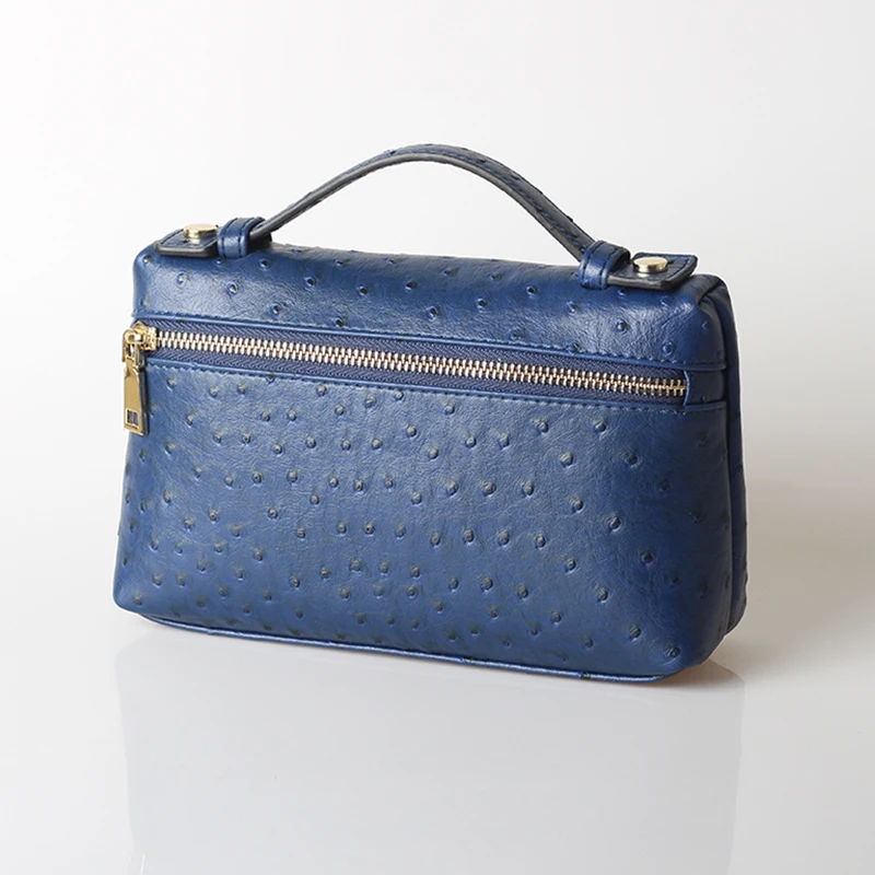 Ostr Dark blue (L) HIGHREAL индивидуальный дизайн с узором страуса из натуральной кожи сумки женские вечерние клатч сумка трендовая сумка - Цвет: Ostr Dark blue (L)