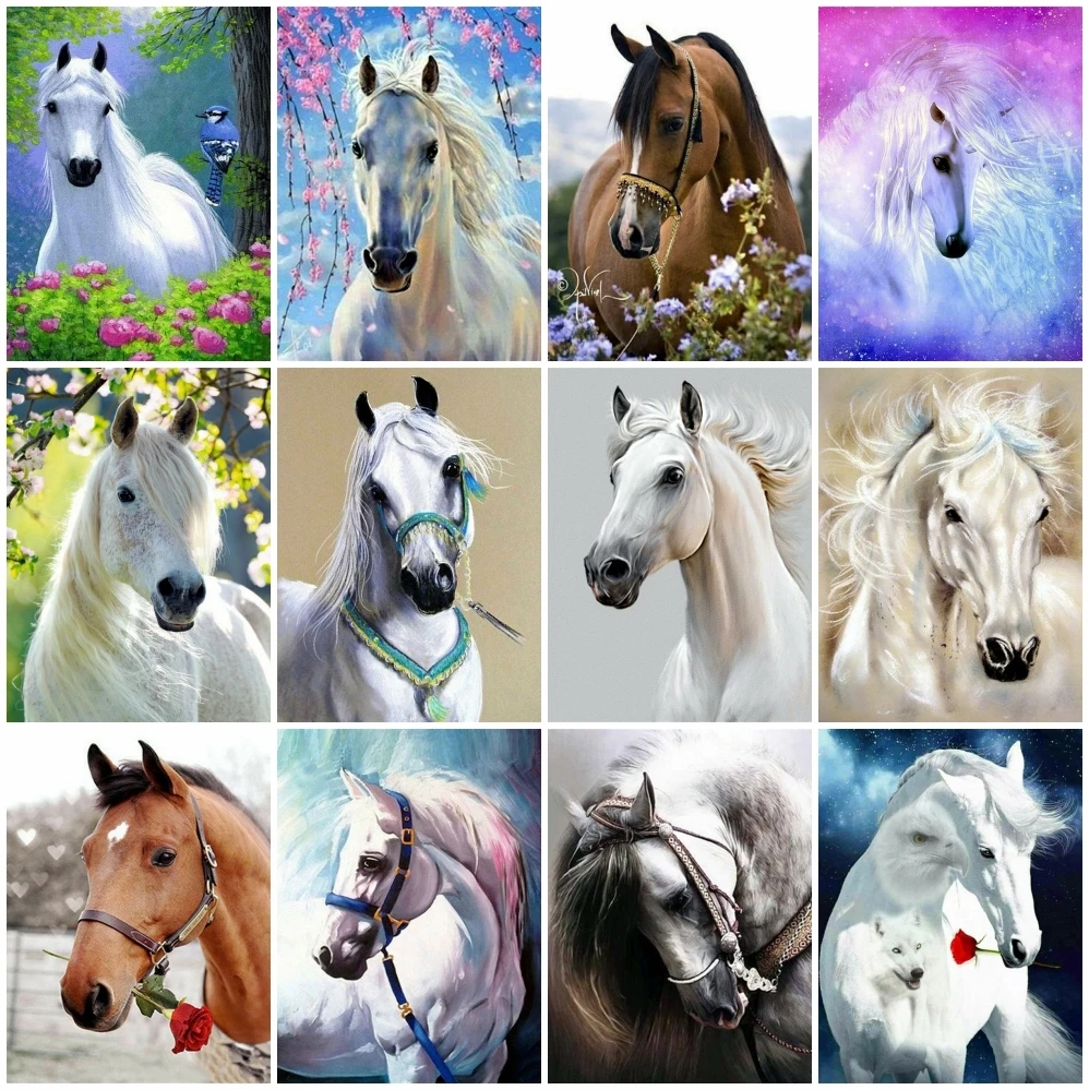 

AZQSD Алмазная вышивка, лошади мозаичное ремесло алмазная живопись домашние украшения с животными рукоделие картина Стразы