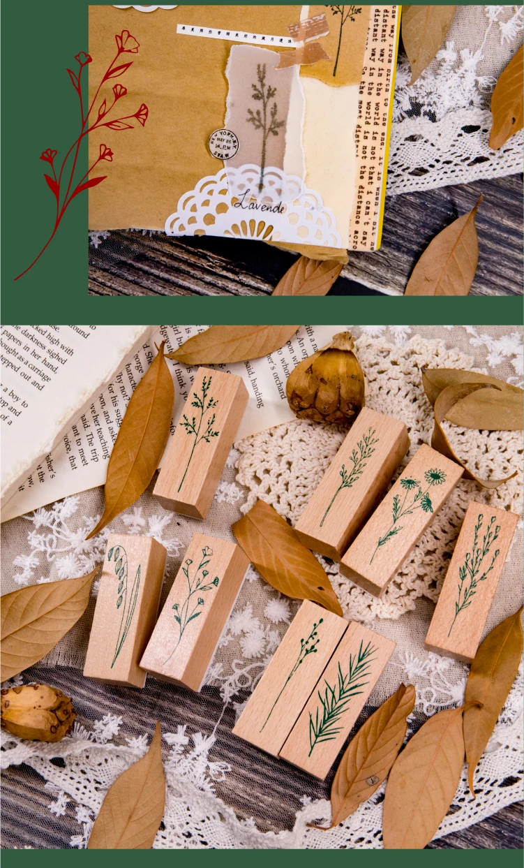 Винтажные натуральные декоративные растения штамп DIY деревянные и резиновые штампы для Скрапбукинг фото открытки в альбом канцелярские принадлежности Стандартный штамп