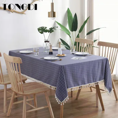 TONGDI скатерть элегантная льняная кружевная вышивка прочная Eazy для уборки