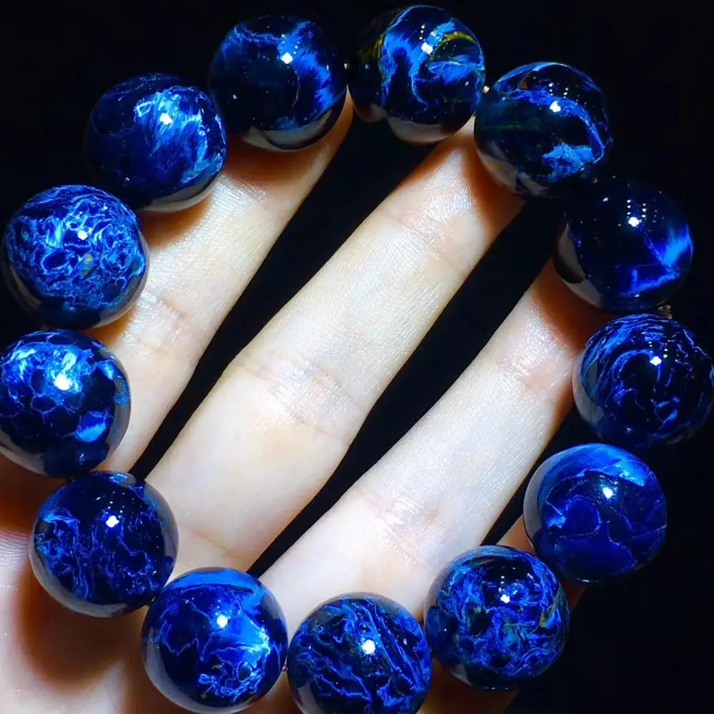 Браслет из натурального голубого камня 17 8 мм для женщин и мужчин стрейчевый