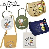 snoopys kawaii cartoon canvas bag versatile single shoulder straddle big capacity canvas bag gift for children snoopys bag