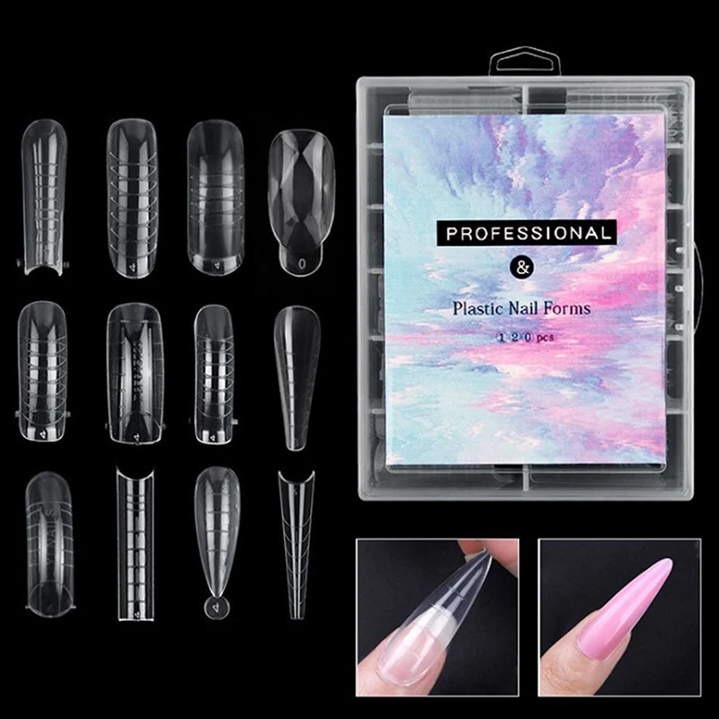 

Long Fake Nails 120Pcs Clear Soft Plastic Coffin Nail Tips Full Cover False Nail Artificial Nails With Case For Salons DIY Art