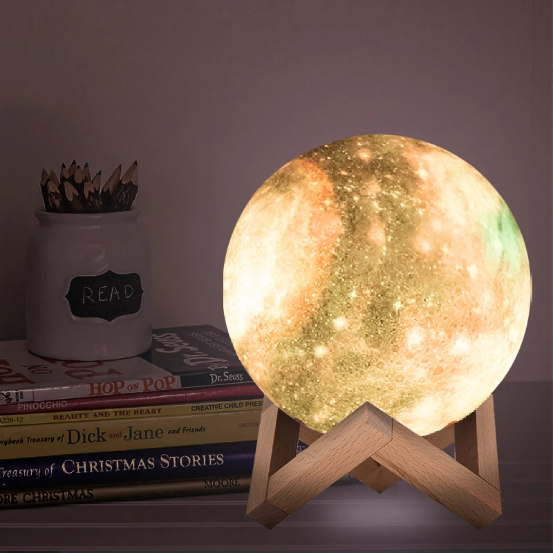 3D Printing Moon Lamp LED Colorful Change Touch Home Decor Creative Gift Usb Night Light Galaxy Kids Birthday | Освещение
