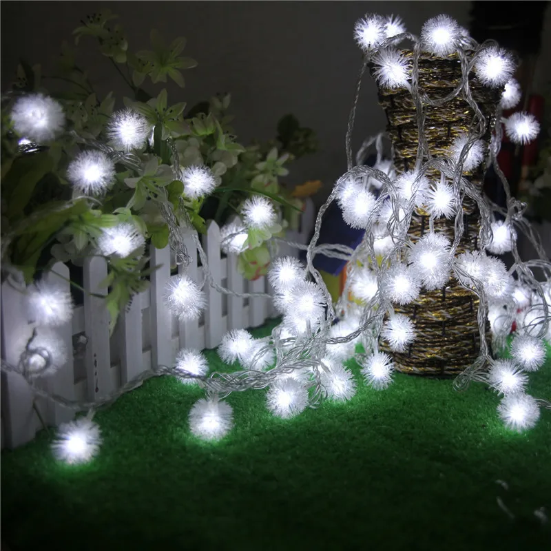 

LED Christmas Dandelion String Lights Winter Snow Fluff Ball Garden Decoration String Lights New Year Decoration Hair Ball Light
