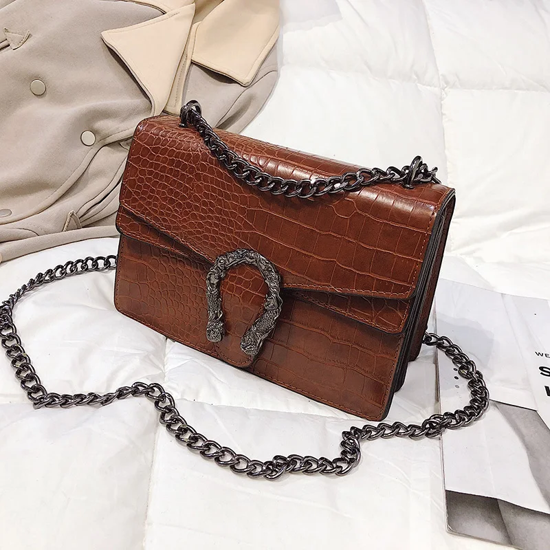 Small Brown Новинка, сумка на плечо с цепочкой, сумка-мессенджер, модная повседневная сумка для девушек, простая индивидуальная маленькая квадратная женская сумка для отдыха - Цвет: Small Brown