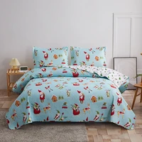 3pcs quilt sets queen home decor gift santa claus elk bedspreads reversible red green blue bedding sets atually ship from usa