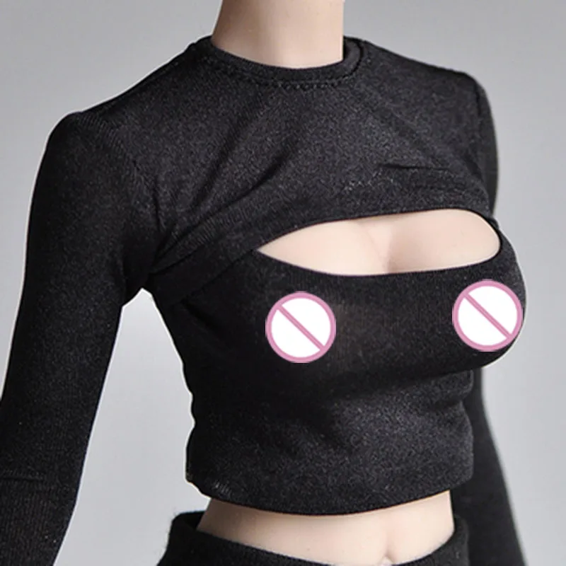 

1/6 Soldier Model Accessories Clothes Suitable For 12-inch Female Models Open Chest T-shirt Short Bottoming Shirt Topless Sexy