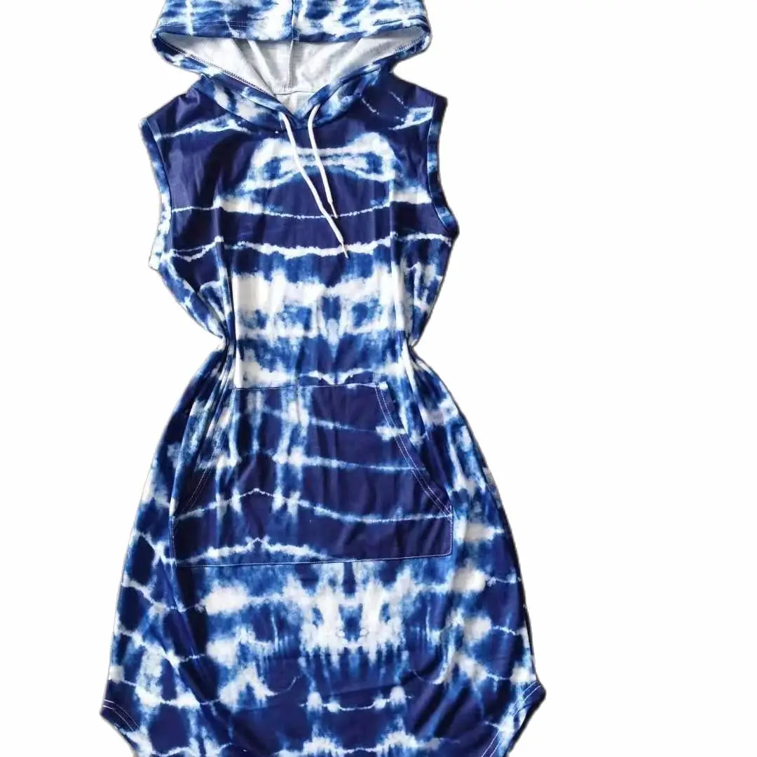 

2021 Summer Ms The New Sleeveless Leopard Printing Hooded Drawstring T Skirt